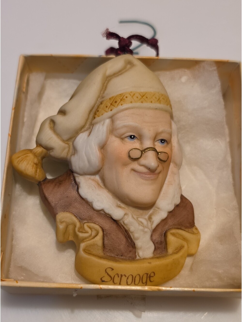 Vintage 1989 Enesco Hallmark Uncle Scrooge Ceramic Christmas Tree Ornament